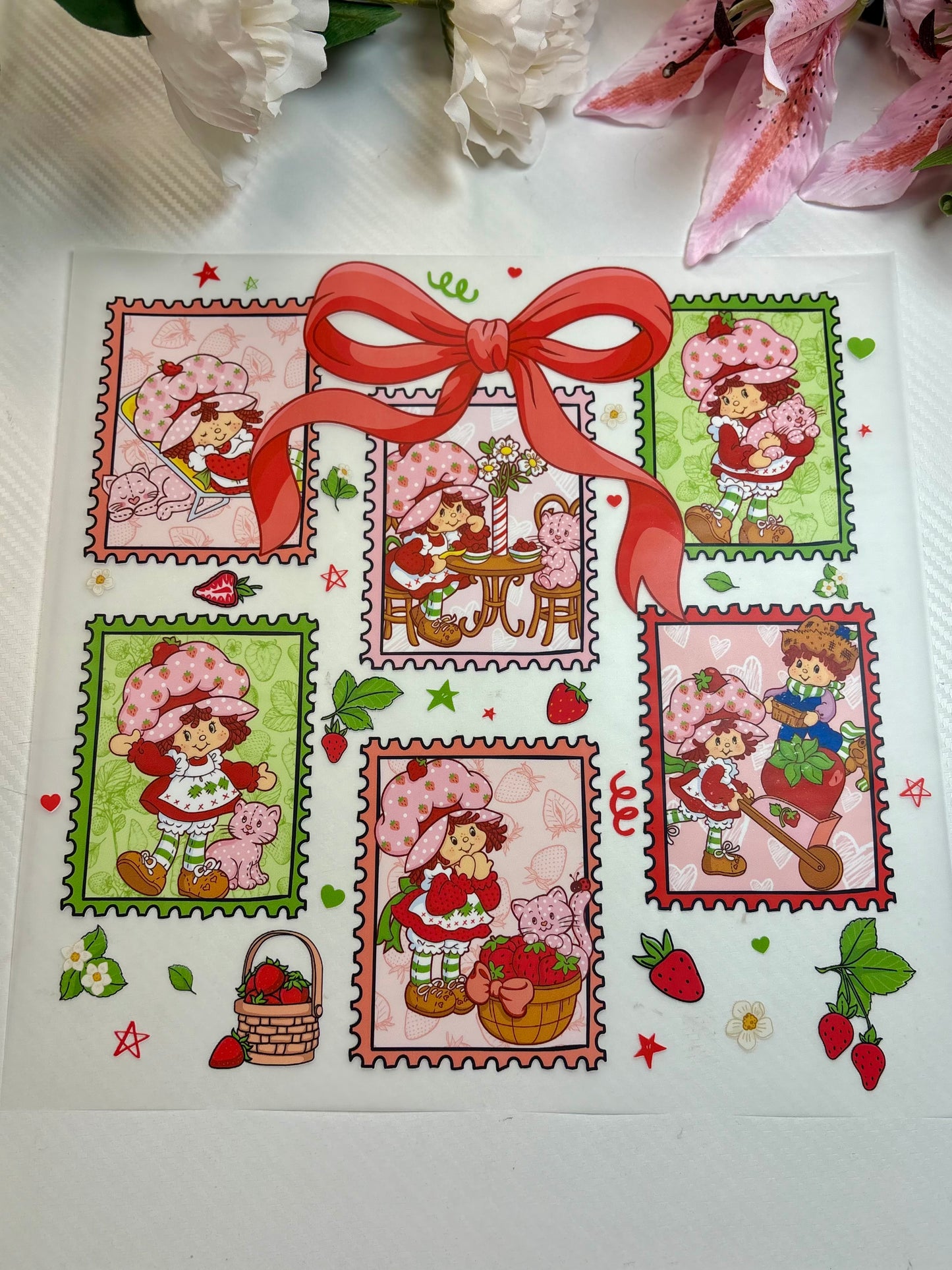 Strawberry Bow 11 inch DTF Print