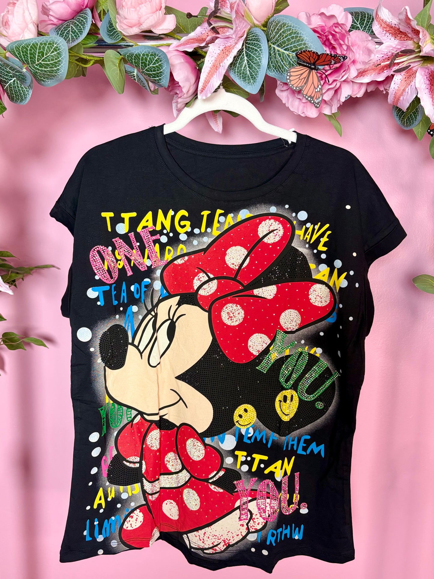 OVERSIZE: Minnie Mouse Inspired Rhinestone Tshirt