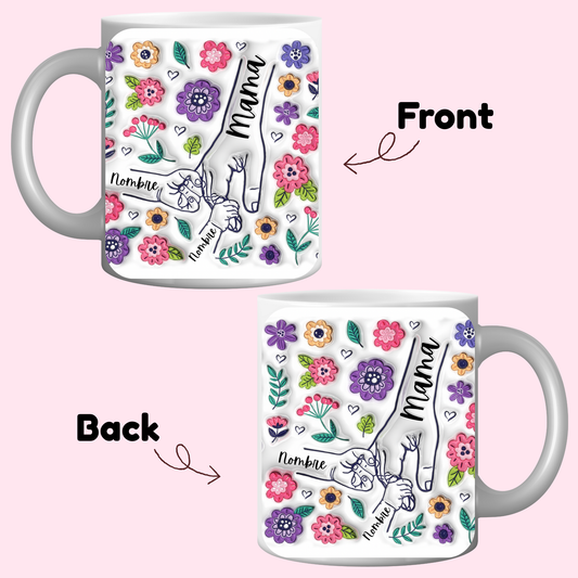 Floral Mothers Mug With Custom Children's Name