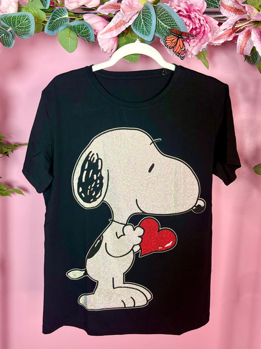 Snoopy Inspired Rhinestone T-shirt