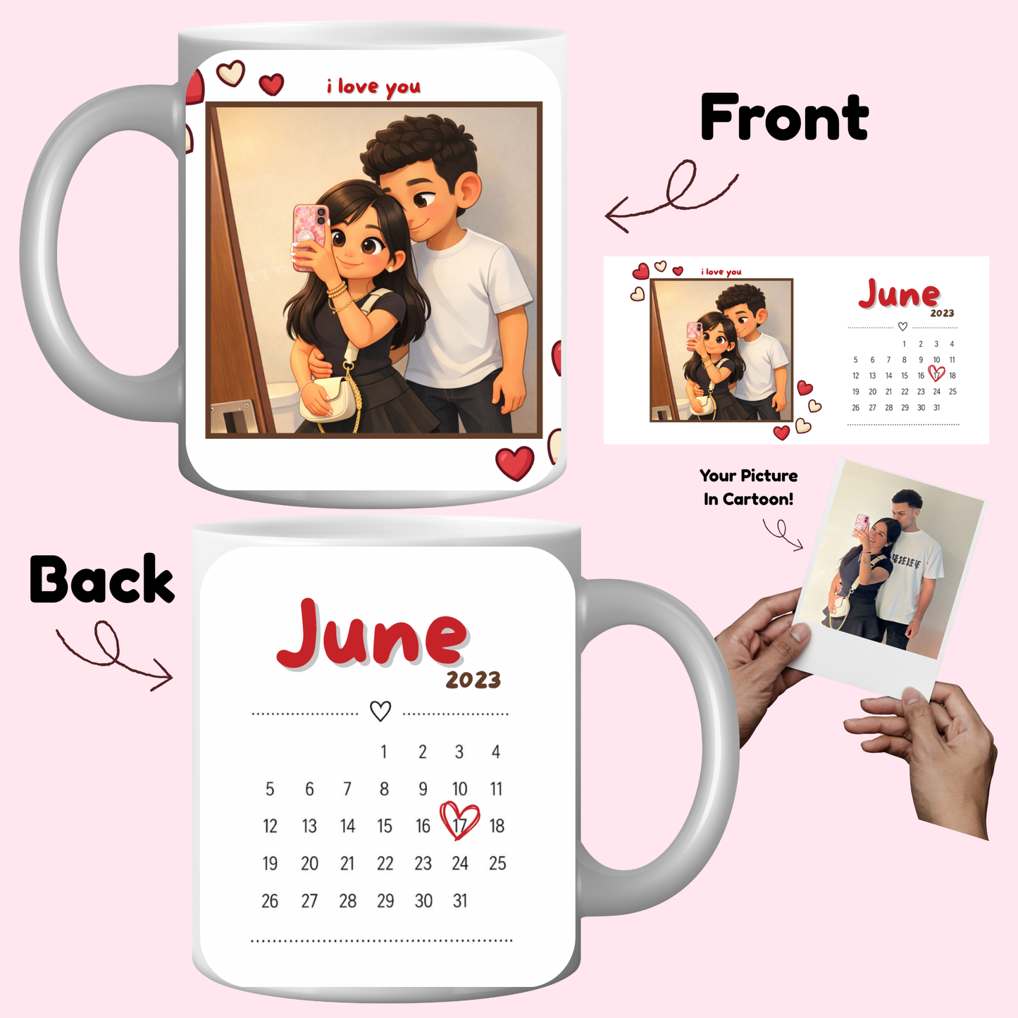 Custom Cartoon Couple Calendar Mug