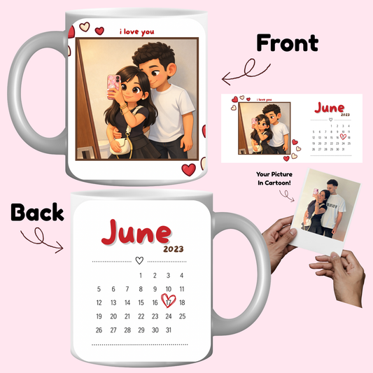 Custom Cartoon Couple Calendar Mug