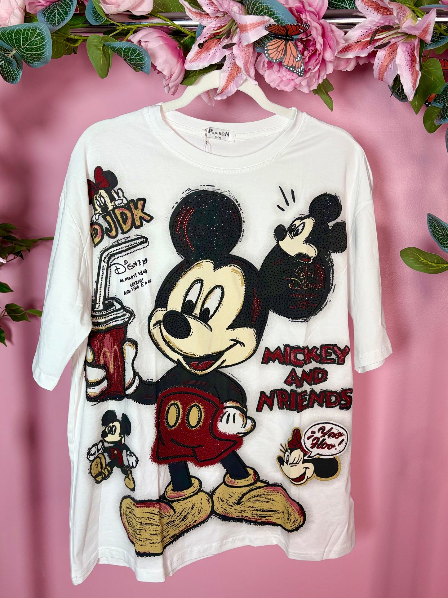 OVERSIZE: Mickey Mouse Inspired Rhinestone T-shirt